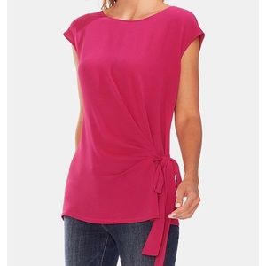 Vince Camuto Side Tie Crewneck Keyhole Back Blouse